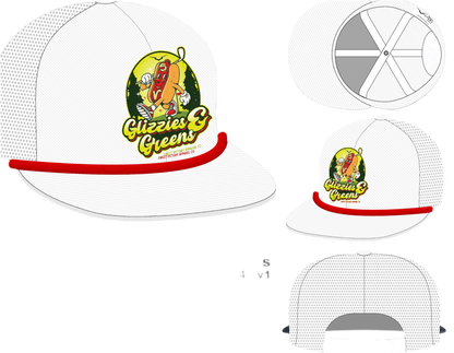 White Glizzies & Greens Flat Bill Rope Hat