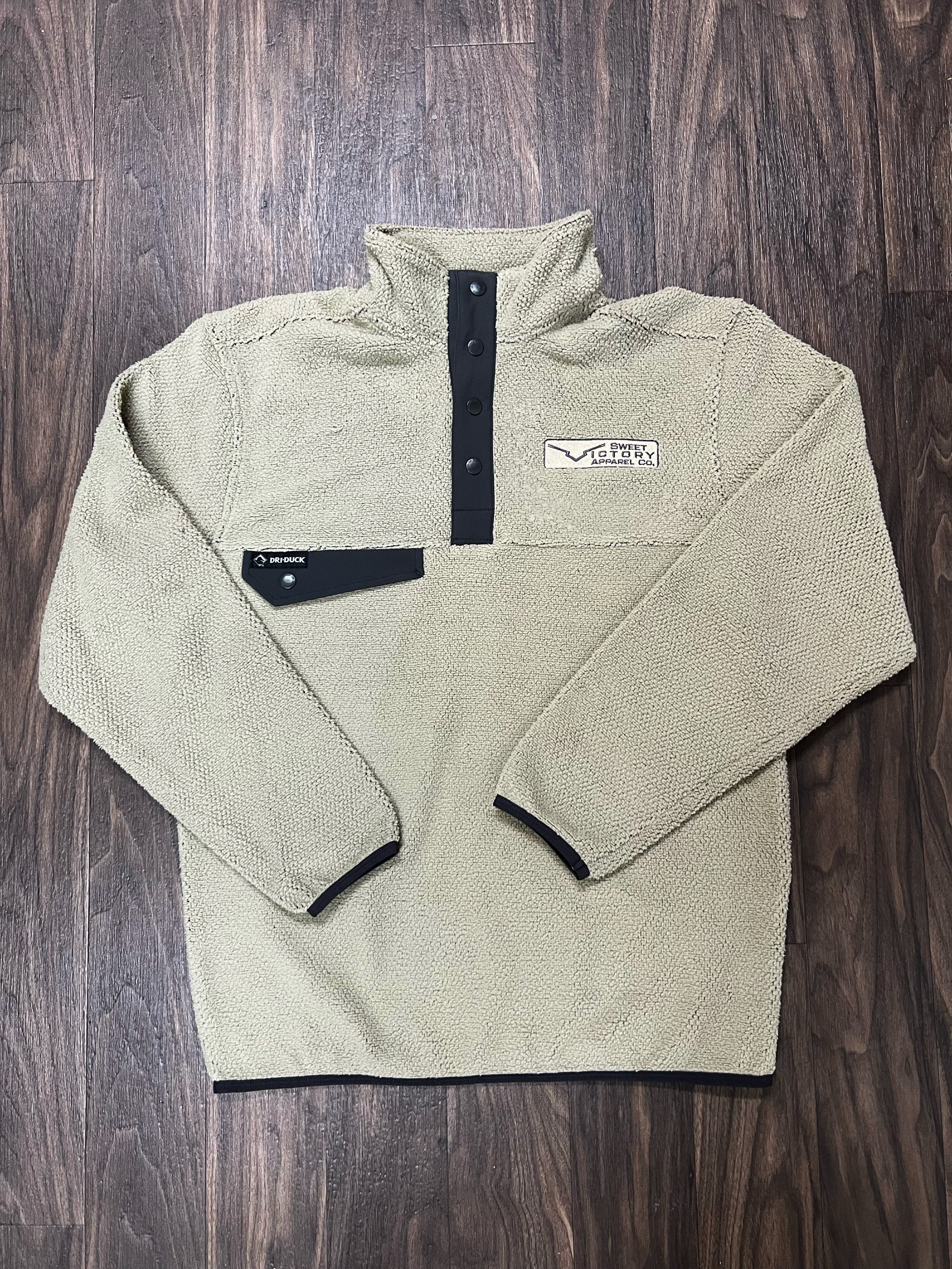 Mens Tan/Charcoal 1/4 Button Down Embroidery Sweatshirt – Sweet Victory ...